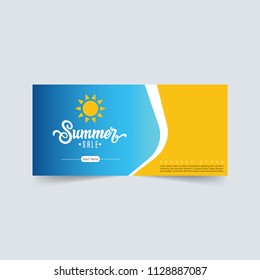 Summer sale. Sale banner template. Colorful brochure design. Facebook Cover. Facebook banner. Gift card. Sale voucher.