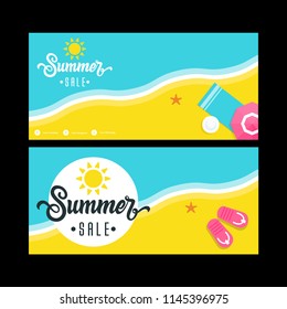 Summer sale. Sale banner template. Colorful brochure design. Facebook Cover. Facebook banner. Gift card. Sale voucher.