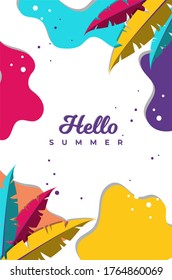 Summer sale banner template. Colorful banners with tropical palm leaves pattern. Summer promotion vertical coupon. Applicable for discount flyer, roll up, poster. Vector illustration.