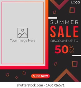 Summer Sale banner template design. Post template Social media for digital marketing
