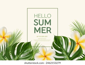 Summer sale banner template design. Vector illustration.