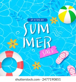 Summer sale banner template design. Vector illustration.