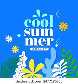 Summer sale banner template design. Vector illustration.