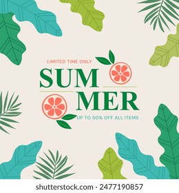 Summer sale banner template design. Vector illustration.