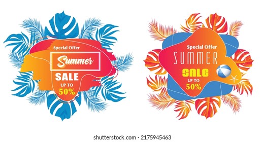 
Summer sale banner template promotion with product 3d Product display. Hello summer holiday beach horizontal banner. Hi Summer vacation Discount travel poster.
Colorful tropical sea beach Landscape.
