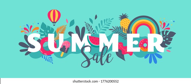 Summer sale banner template. Vector background