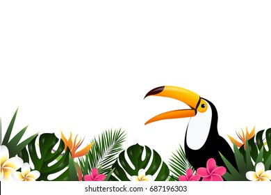 Summer Sale Banner With Toucan, Vector Illustration, With Gradient Mesh