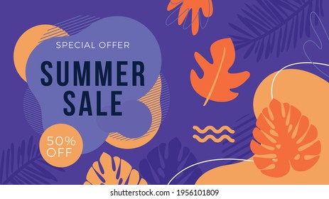 Summer sale banner. Trendy texture. Season vacation, weekend, holiday logo. Summer Time Wallpaper.