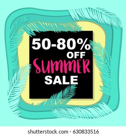 Summer sale banner with tropical background