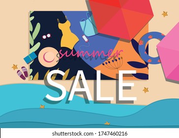 summer sale banner tropical beach