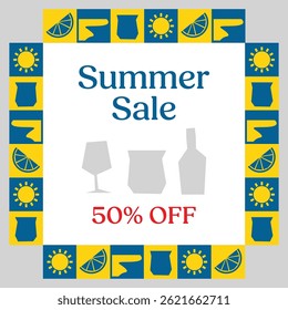 Summer Sale Banner with Tropical Vibes – Vector Illustration
