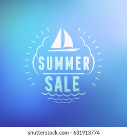 Summer sale banner. Typographic retro style summer poster with textured abstract background. Summer discounts and special offers. Vector illustration