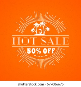 Summer sale banner. Typographic retro style summer poster with textured abstract background. Summer discounts and special offers. Vector illustration