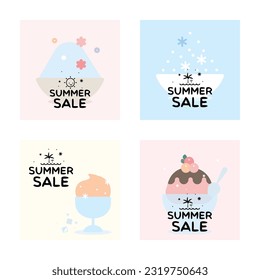 Summer sale banner using cool ice cream and ice tea.