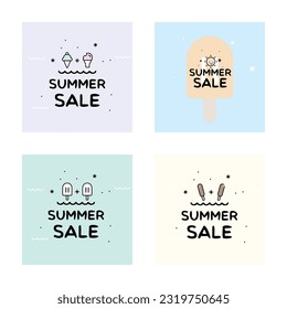 Summer sale banner using cool ice cream and ice tea.
