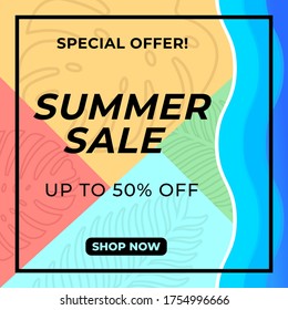 Summer Sale Banner Vector Design Illustration. Abstract Summer Sale background design template for banner, flyer, invitation, poster, brochure. Summer Sale Vector flat design illustration.