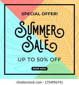 Summer Sale Banner Vector Design Illustration. Abstract Summer Sale background design template for banner, flyer, invitation, poster, brochure. Summer Sale Vector flat design illustration.