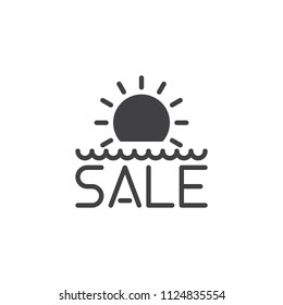 Summer sale banner vector icon. filled flat sign for mobile concept and web design. Beach waves and sun simple solid icon. Symbol, logo illustration. Pixel perfect vector graphics