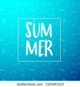 Summer sale banner vector illustration sea with beach drawn