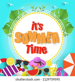 Summer Sale banner. Vector illustration. beach element in summer