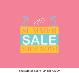 Summer sale banner vector illustration.