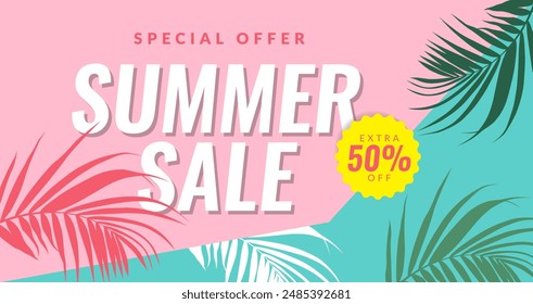 Summer sale banner. Vector illustration