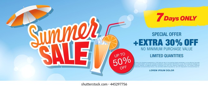 Summer sale banner. Vector illustration