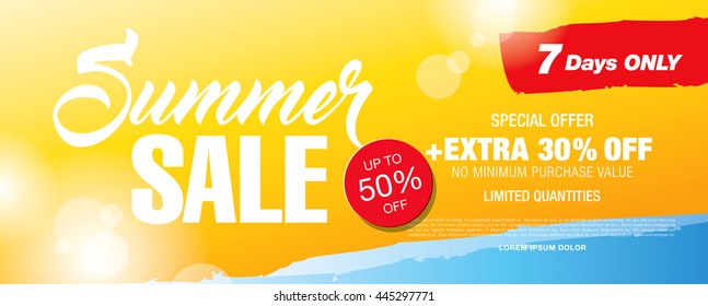 Summer sale banner. Vector illustration