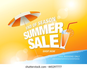 Summer sale banner. Vector illustration