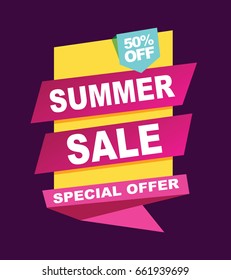 Summer sale banner. Vector illustration.