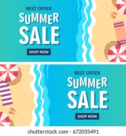 Summer sale banner. Vector illustration.