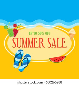 Summer sale banner vector illustration,