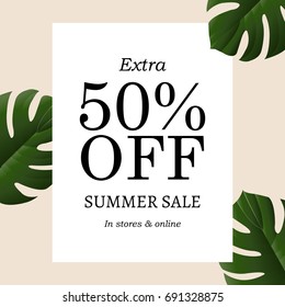 Summer Sale Banner, Vector Illustration, With Gradient Mesh