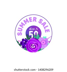 Summer sale banners decorate with flowers and plants. solated objects
