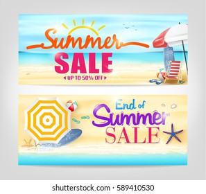 Summer Sale Banners on Isolated Background
