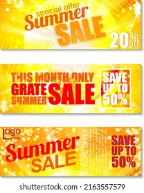 Banner-Set für den Sommerverkauf. Vektorgrafik