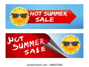 Summer sale banners set.  Vector illustration