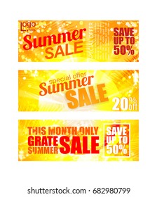 Summer sale banners set. Vector EPS 10