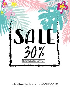 Summer sale banners and template. Bright vector illustrations design for banner, flyer, wallpaper. Promotional discount shop materials, poster, brochure, voucher discount