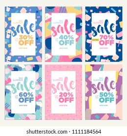 Summer sale banners. Vector illustrations of online shopping ads, posters, newsletter designs, coupons, mobile and social media banner templates, marketing material.