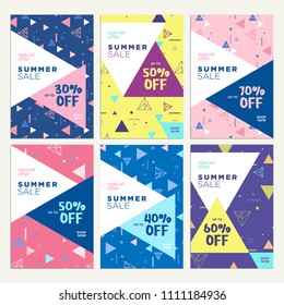 Summer sale banners. Vector illustrations of online shopping ads, posters, newsletter designs, coupons, mobile and social media banner templates, marketing material.