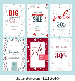 Summer sale banners. Vector illustrations of online shopping ads, posters, newsletter designs, coupons, mobile and social media banner templates, marketing material.