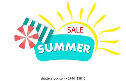 Summer sale beach banner, vector art illustration.