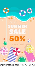 Summer Sale with Beach Top View Portrait Design