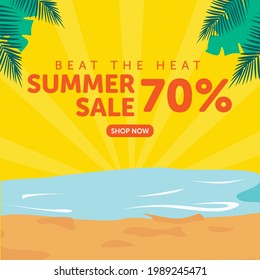 Summer sale beat the heat banner design template.