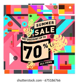 Summer sale beautiful web banner. Fashion and travel discount. Vector illustration with spesial holiday offer.