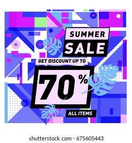 Summer sale beautiful web banner. Fashion and travel discount. Vector illustration with spesial holiday offer.
