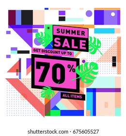 Summer sale beautiful web banner. Fashion and travel discount. Vector illustration with spesial holiday offer.
