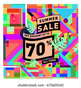 Summer sale beautiful web banner. Fashion and travel discount. Vector illustration with spesial holiday offer.
