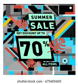 Summer sale beautiful web banner. Fashion and travel discount. Vector illustration with spesial holiday offer.
